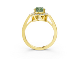 Yellow gold Fancy Green Cushion  Halo Diamond Ring with Split Shank and Four-Prong Setting_62