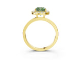 Yellow gold Fancy Green Cushion  Halo Diamond Solitaire with Pavé Band and Four-Prong Setting_117