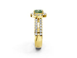 Yellow gold Fancy Green Cushion  Halo Diamond Split Shank Engagement Ring with Prong Setting_45