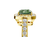 Yellow gold Fancy Green Cushion  Halo Pavé Diamond Engagement Ring with Bezel Setting_42
