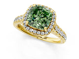 Yellow gold Fancy Green Cushion  Halo Pavé Diamond Engagement Ring with Four-Prong Setting_27