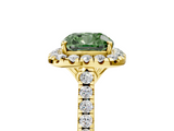 Yellow gold Fancy Green Cushion  Halo Pavé Diamond Engagement Ring with Four-Prong Setting_8