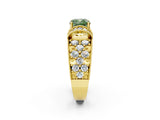 Yellow gold Fancy Green Cushion  Halo Pave Diamond Engagement Ring with Milgrain Detailing_51