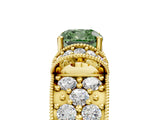 Yellow gold Fancy Green Cushion  Halo Pave Diamond Engagement Ring with Milgrain Detailing_54
