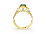 Yellow gold Fancy Green Cushion  Halo Pave Split Shank Prong Setting Ring_84