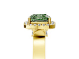 Yellow gold Fancy Green Cushion  Halo Pave Split Shank Prong Setting Ring_86