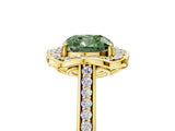 Yellow gold Fancy Green Cushion  Halo Round Diamond Pave Band with Four-Prong Setting_48