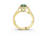 Yellow gold Fancy Green Cushion  Halo Round Diamond Pave Band with Prong Setting 4