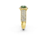 Yellow gold Fancy Green Cushion  Halo Round Diamond Pave Band with Prong Setting_14