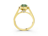 Yellow gold Fancy Green Cushion  Halo Solitaire Diamond Ring with Pave Band and Bezel Setting_52