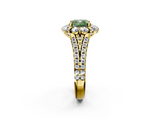 Yellow gold Fancy Green Cushion  Halo Split Shank Diamond Engagement Ring with Pave Band and Four-Prong Setting_56