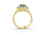 Yellow gold Fancy Green Cushion  Halo Split Shank Diamond Engagement Ring with Pave Band and Four-Prong Setting_57
