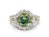 Yellow gold Fancy Green Cushion  Halo Split Shank Diamond Engagement Ring with Prong Setting_20