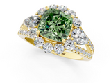 Yellow gold Fancy Green Cushion  Halo Split Shank Diamond Engagement Ring with Prong Setting_21