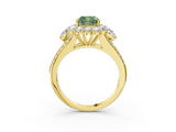 Yellow gold Fancy Green Cushion  Halo Split Shank Diamond Engagement Ring with Prong Setting_23