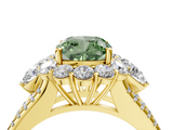 Yellow gold Fancy Green Cushion  Halo Split Shank Diamond Engagement Ring with Prong Setting_24