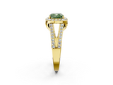 Yellow gold Fancy Green Cushion  Halo Split Shank Diamond Ring with Four-Prong Setting_34