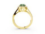 Yellow gold Fancy Green Cushion  Halo Split Shank Diamond Ring with Four-Prong Setting_35