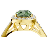 Yellow gold Fancy Green Cushion  Halo Split Shank Diamond Ring with Four-Prong Setting_36