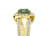 Yellow gold Fancy Green Cushion  Halo Split Shank Diamond Ring with Four-Prong Setting_37