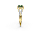 Yellow gold Fancy Green Cushion  Halo Split Shank Diamond Ring with Prong Setting_21