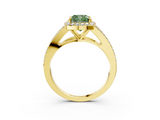 Yellow gold Fancy Green Cushion  Halo Split Shank Diamond Ring with Prong Setting_22