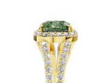 Yellow gold Fancy Green Cushion  Halo Split Shank Diamond Ring with Prong Setting_24
