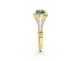 Yellow gold Fancy Green Cushion  Halo Split Shank Pave Diamond Ring with Four-Prong Setting_51