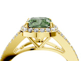 Yellow gold Fancy Green Cushion  Halo Split Shank Pave Diamond Ring with Four-Prong Setting_53