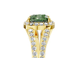 Yellow gold Fancy Green Cushion  Halo Split Shank Pave Diamond Ring with Four-Prong Setting_54