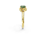 Yellow gold Fancy Green Cushion  Halo Split Shank Pave Diamond Ring with Petal Prong Setting_72