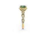 Yellow gold Fancy Green Cushion  Halo Twist Band Solitaire Ring with Six-Prong Setting_35