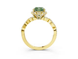 Yellow gold Fancy Green Cushion  Halo Twist Band Solitaire Ring with Six-Prong Setting_36