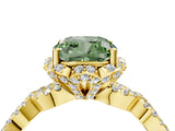 Yellow gold Fancy Green Cushion  Halo Twist Band Solitaire Ring with Six-Prong Setting_37