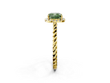 Yellow gold Fancy Green Cushion  Halo Twisted Band Four-Prong Diamond Ring_22