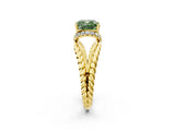Yellow gold Fancy Green Cushion  Halo Twisted Band Four-Prong Ring_34