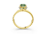 Yellow gold Fancy Green Cushion  Halo Twisted Band Four-Prong Ring_35