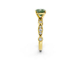 Yellow gold Fancy Green Cushion  Milgrain Bezel Diamond Engagement Ring with Solitaire Prong Setting_145