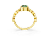 Yellow gold Fancy Green Cushion  Milgrain Marquise Diamond Twist Band Ring_65