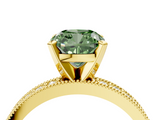 Yellow gold Fancy Green Cushion  Milgrain Pave Diamond Engagement Ring with Four-Prong Setting_156