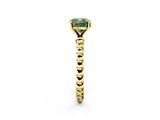 Yellow gold Fancy Green Cushion  Solitaire Beaded Band Prong Setting Ring 2