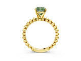 Yellow gold Fancy Green Cushion  Solitaire Beaded Band Prong Setting Ring 3