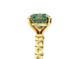 Yellow gold Fancy Green Cushion  Solitaire Beaded Band Prong Setting Ring 5