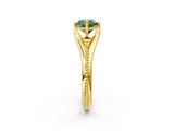 Yellow gold Fancy Green Cushion  Solitaire Beaded Band Six-Prong Setting_2