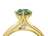 Yellow gold Fancy Green Cushion  Solitaire Beaded Band Six-Prong Setting_4