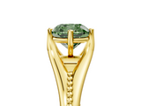 Yellow gold Fancy Green Cushion  Solitaire Beaded Band Six-Prong Setting_5