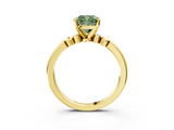 Yellow gold Fancy Green Cushion  Solitaire Beaded Band with Four-Prong Setting_63