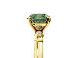 Yellow gold Fancy Green Cushion  Solitaire Beaded Band with Four-Prong Setting_65