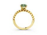 Yellow gold Fancy Green Cushion  Solitaire Bezel Accent Diamond Engagement Ring with Beaded Band and Four-Prong Setting_32