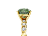 Yellow gold Fancy Green Cushion  Solitaire Bezel Accent Diamond Engagement Ring with Beaded Band and Four-Prong Setting_34